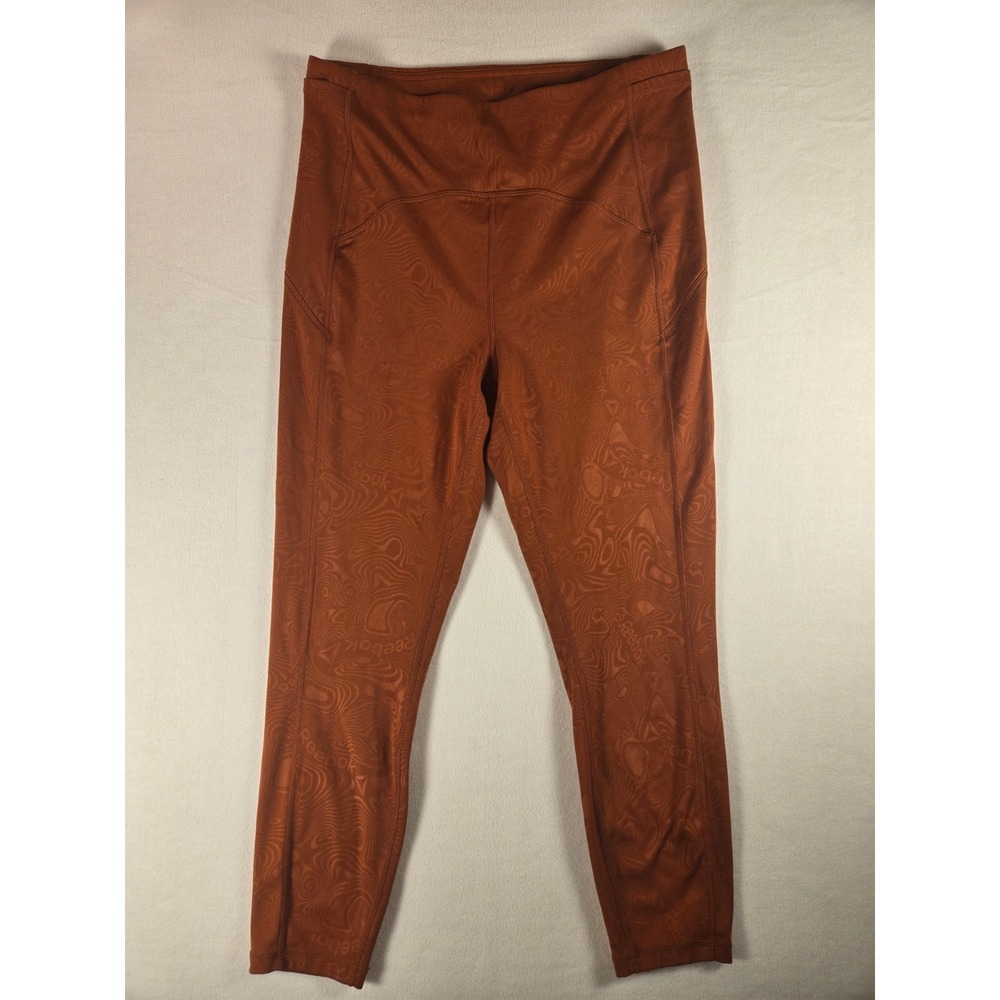 Reebok Lux High Rise Tight Leggings Women L Orange